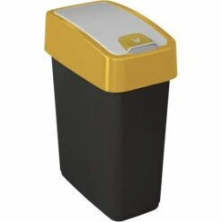 KEEEPER Poubelle Premium Avec Couvercle à Charnière, Soft Touch, 10 L, Magne, Jaune