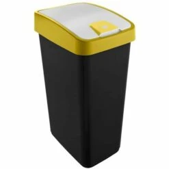 KEEEPER Poubelle Premium Avec Couvercle, Soft Touch, 45 L, Magne, Magne, Jaune