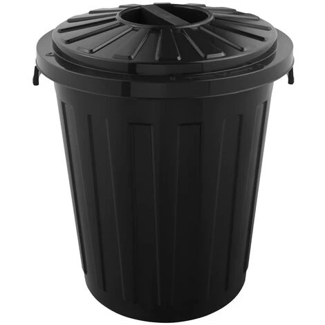 KEEEPER Poubelle Multi-usage / Corbeille à Papier Avec Couvercle Verrouillable, Grand, Plastique Résistant (PP), 23 L, Tapis, Graphite