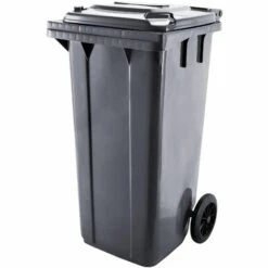 Bc-elec - GX-009A Poubelle Extérieure 100 Litres, Conteneur à Déchets 100L Sur Roues 48x55x81cm, Gris - Gris