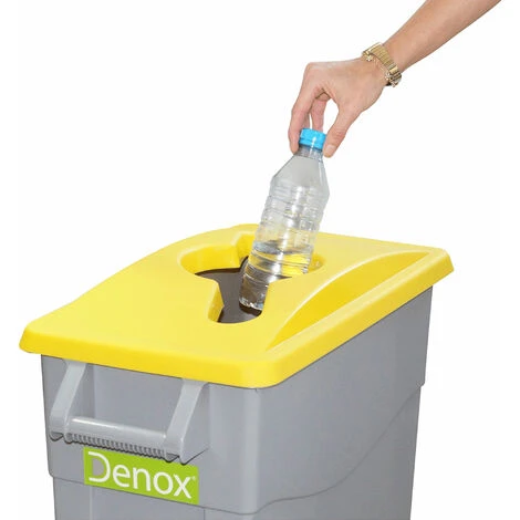 Poubelle Roulante 65Lt Plastique Couvercle Ouvert Noir Denox - Black – Image 5