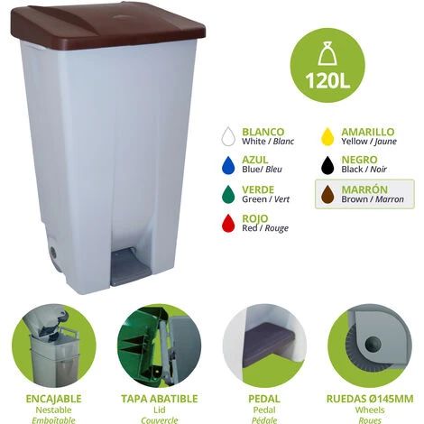 Denox Conteneur Sélectif, 120 L, Brun PEAD, Unique - Brown – Image 3