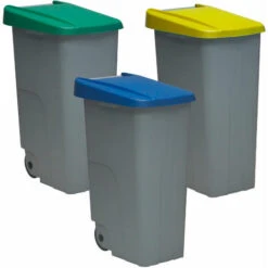 DENOX Pack De Recyclage Conteneur De Recyclage Conteneur De Recyclage 85 Litres Fermés Chacun : 255 Litres Au Total, En 3 Conteneurs, Dans Les Couleurs Bleu
