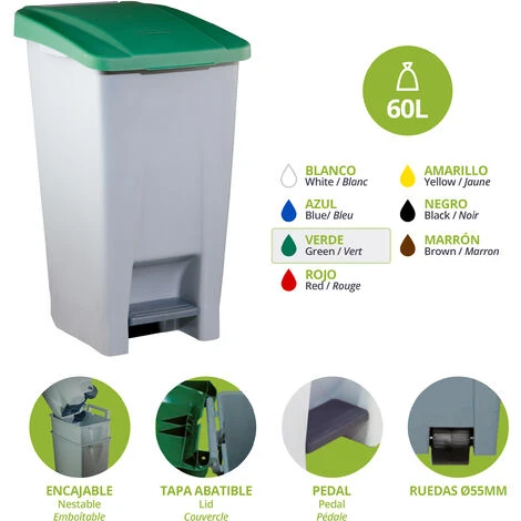 DENOX Pack De Recyclage Pedalbin Selectif 3 X 80 L 3 Couleurs – Image 3