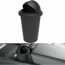 TRIOMPHE Voiture Poubelle De Voiture En Silicone Avec Couvercle Pour Porte De Voiture Portable Convient Pour Console Porte Gobelet Maison Ou Bureau