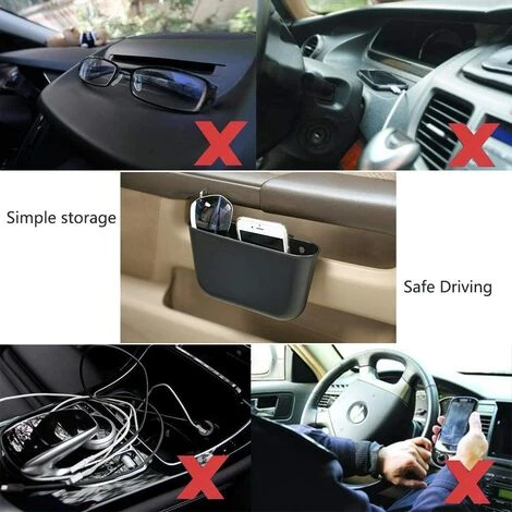 TRIOMPHE Poubelle Pour Petite Voiture, Boîte De Rangement (Couleur: Noir) Double Usage, Matière Plastique Facile à Nettoyer, Poubelle Portable, Boîte De Rangement Suspendue, Peut être Installée Sur La Voiture – Image 4
