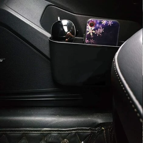 TRIOMPHE Poubelle Pour Petite Voiture, Boîte De Rangement (Couleur: Noir) Double Usage, Matière Plastique Facile à Nettoyer, Poubelle Portable, Boîte De Rangement Suspendue, Peut être Installée Sur La Voiture – Image 5