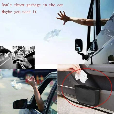BETTERLIFE Poubelle Pour Petite Voiture, Boîte De Rangement (Couleur: Noir) Double Usage, Matière Plastique Facile à Nettoyer, Poubelle Portable, Boîte De Rangement Suspendue, Peut être Installée Sur La Voiture – Image 3