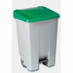 Poubelle à Roulettes Avec Couvercle 80 Lt. En Plastique Vert Denox 23410