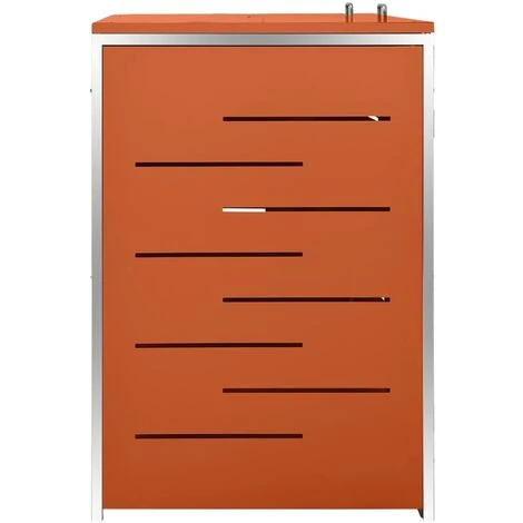 VidaXL Abri Pour Deux Poubelles 138x77,5x115,5 Cm Inox - Orange – Image 5