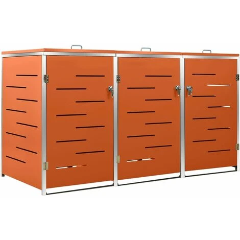 VidaXL Abri Pour Trois Poubelles 207x77,5x115 Cm Inox - Orange – Image 2