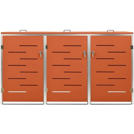 VidaXL Abri Pour Trois Poubelles 207x77,5x115 Cm Inox - Orange – Image 5