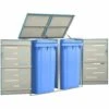VidaXL Abri Pour Deux Poubelles 138x77,5x115,5 Cm Inox - Bleu