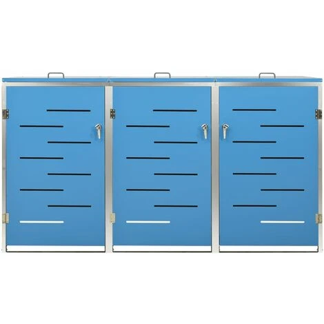 VidaXL Abri Pour Trois Poubelles 207x77,5x115 Cm Inox - Bleu – Image 5