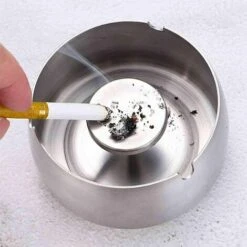 PERLE RARE Cendrier Portable Coupe-vent En Acier Inoxydable Accessoires De Cendrier De Bureau Intérieur Et Extérieur (petit)