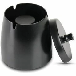 PERLE RARE Cendrier D'extérieur En Acier Inoxydable Avec Couvercle à Odeur Particulière, Cendrier De Bureau De Bar De Balcon De Jardin Intérieur Et Extérieur, Noir (petit)