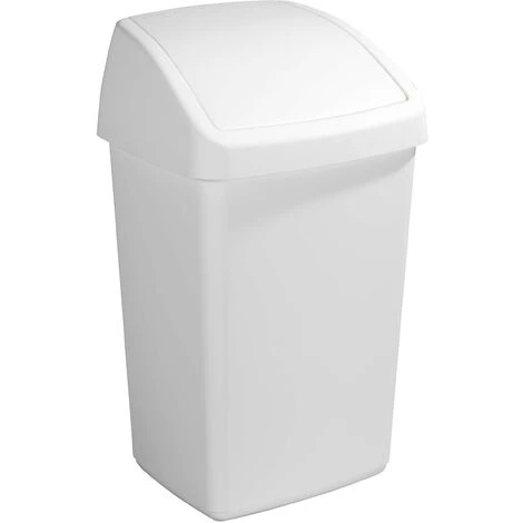 SUNWARE Poubelle Blanche Avec Couvercle Basculant Delta 50 Litres Blanc - Blanc