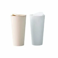 AIDUCHO 2 Pièces Poubelle De Voiture, Poubelle Auto Voiture, Poubelles De Voiture Avec Couvercle, Plastique Portable Étanches Mini Poubelle Pour L'Intérieur Voiture,Bureau, Maison (Kaki Et Blanc)