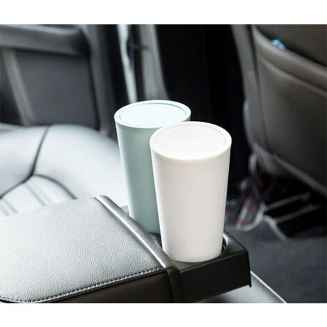 AIDUCHO 2 Pièces Poubelle De Voiture, Poubelle Auto Voiture, Poubelles De Voiture Avec Couvercle, Plastique Portable Étanches Mini Poubelle Pour L'Intérieur Voiture,Bureau, Maison (Blanc) – Image 3