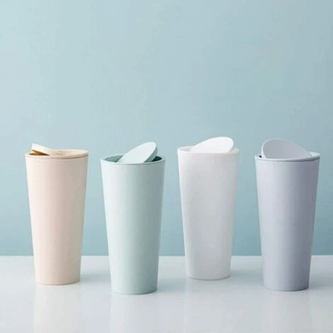 AIDUCHO 2 Pièces Poubelle De Voiture, Poubelle Auto Voiture, Poubelles De Voiture Avec Couvercle, Plastique Portable Étanches Mini Poubelle Pour L'Intérieur Voiture,Bureau, Maison (Blanc Et Bleu) – Image 5