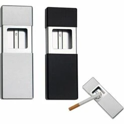 Cendrier De Poche Androxeda,cendrier De Poche à Cigarettes, Cendrier Portable, Cendrier De Voyage, Mini Cendrier à Cigarettes, Pour Voyager En Extérieur 10.5*3.5*1.5cm Fontainebleau 2Pcs Noir, Silver