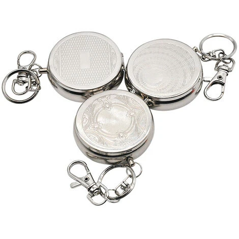 Cendrier De Poche Portable Cendrier À Cigarettes Cendrier À Cigarettes Mini Cendrier En Acier Inoxydable Avec Porte-Clés, 5*5cm Fontainebleau Argent 3Pcs(Couleur Aléatoire)