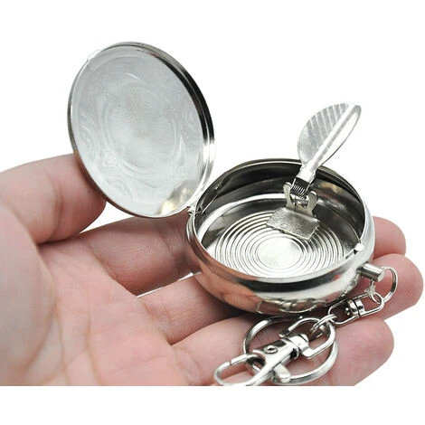Cendrier De Poche Portable Cendrier À Cigarettes Cendrier À Cigarettes Mini Cendrier En Acier Inoxydable Avec Porte-Clés, 5*5cm Fontainebleau Argent 3Pcs(Couleur Aléatoire) â Image 3