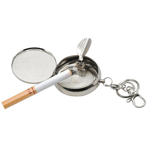 Cendrier De Poche Portable Cendrier À Cigarettes Cendrier À Cigarettes Mini Cendrier En Acier Inoxydable Avec Porte-Clés, 5*5cm Fontainebleau Argent 3Pcs(Couleur Aléatoire) â Image 5