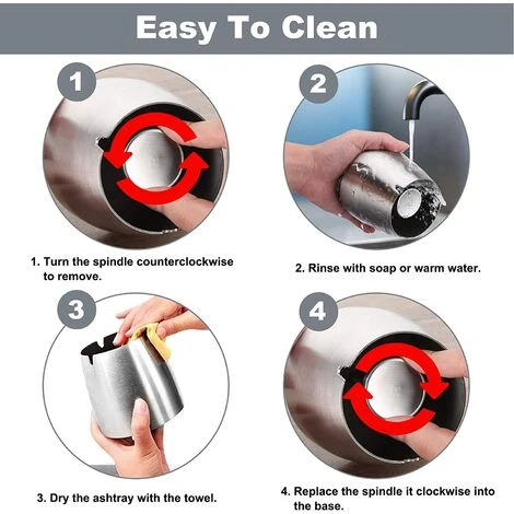 Cendrier Exterieur Interieur Ashtray Outdoor Incassable Metal, Beau Cendriers En Acier Inox Coupe-vent Avec Couvercle Anti Odeur Pour Jardin Balcon Maison Restaurant, Grande GrooFoo – Image 5