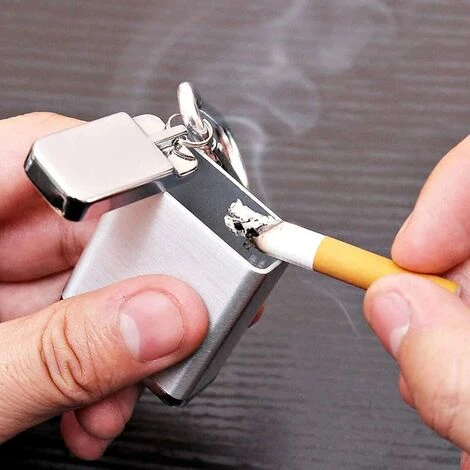 LITZEE Cendrier Portable Mini Cendrier De Poche Anti-odeurs, Cendrier Pour Cigarettes, Pour Utilisation En Extérieur, Cendrier De Poche à Fumer Pour Emporter Facilement Lorsque Vous Voyagez, Gris – Image 3