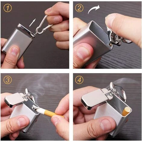 LITZEE Cendrier Portable Mini Cendrier De Poche Anti-odeurs, Cendrier Pour Cigarettes, Pour Utilisation En Extérieur, Cendrier De Poche à Fumer Pour Emporter Facilement Lorsque Vous Voyagez, Gris – Image 5