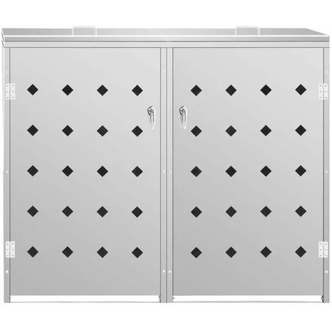 YOUTHUP Abri De Poubelle Double Sur Roulettes 240 L Acier Inoxydable - Argent – Image 3