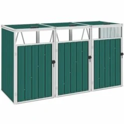 YOUTHUP Abri De Poubelle Triple Vert 213x81x121 Cm Acier - Vert