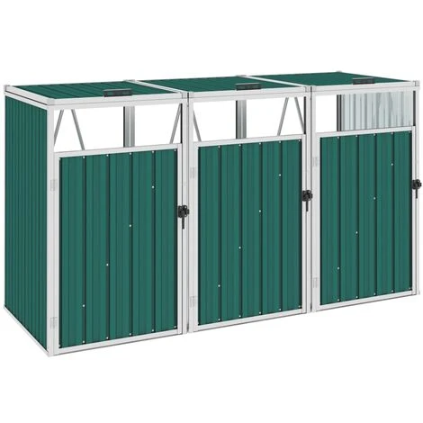 YOUTHUP Abri De Poubelle Triple Vert 213x81x121 Cm Acier - Vert