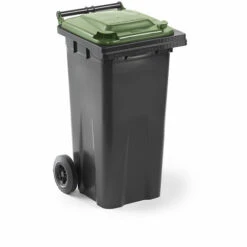 CRAEMER Conteneur à Déchets En Plastique Conforme à La Norme DIN EN 840 - Capacité 120 L - Anthracite, Couvercle Vert