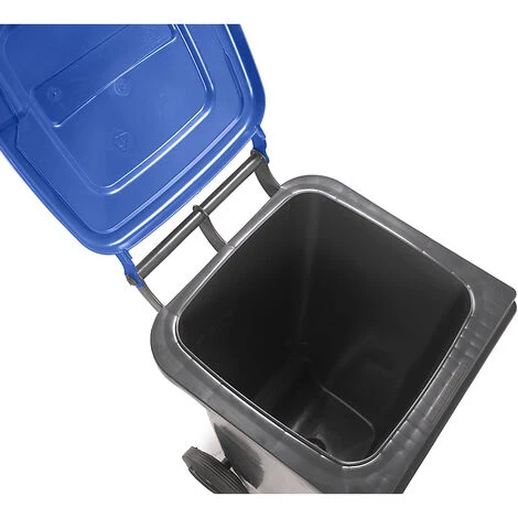 CRAEMER Conteneur à Déchets En Plastique Conforme à La Norme DIN EN 840 - Capacité 80 L - Anthracite, Couvercle Bleu â Image 4