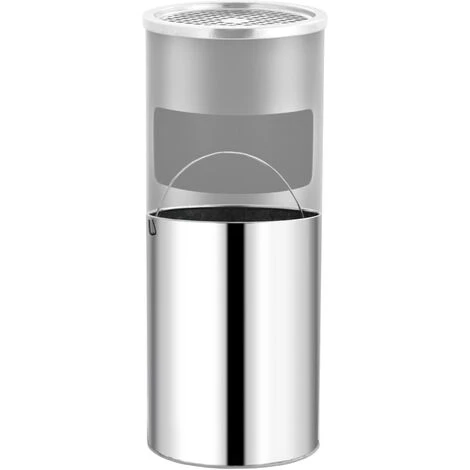 Topdeal Poubelle à Cendrier D'Hôtel 30 L Acier Gris – Image 3