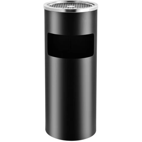 Topdeal Poubelle à Cendrier D'Hôtel 30 L Acier Noir – Image 3