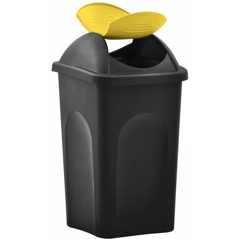 Topdeal Poubelle Avec Couvercle Pivotant 60 L Noir Et Jaune FF147323_FR – Image 3