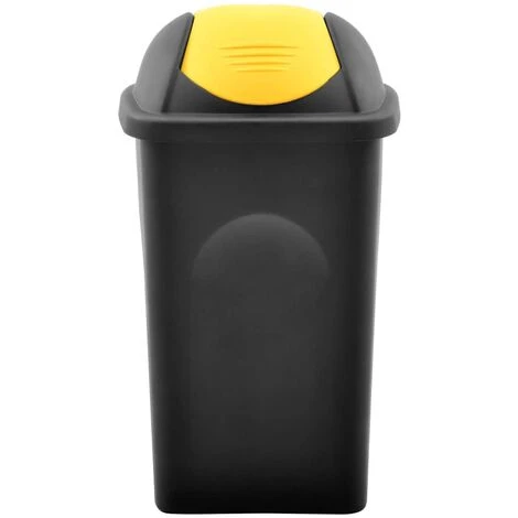 Topdeal Poubelle Avec Couvercle Pivotant 60 L Noir Et Jaune FF147323_FR – Image 4