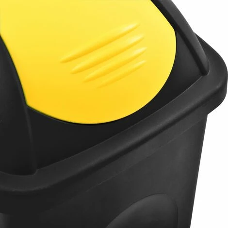 Topdeal Poubelle Avec Couvercle Pivotant 60 L Noir Et Jaune FF147323_FR – Image 5