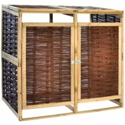 Topdeal Abri De Poubelle Double Pinède Et Osier VDFF29529_FR