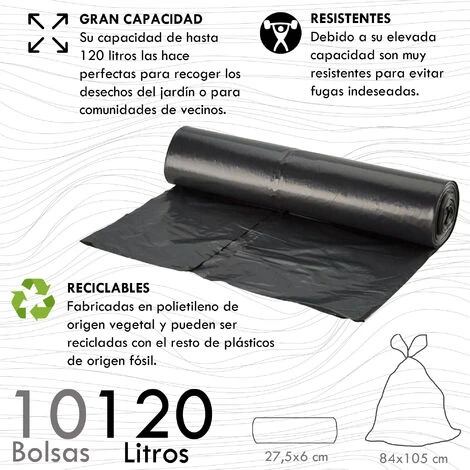 WELLHOME Recycler Le Conteneur 110 Litres Ouverts + Sacs à Ordures à 10 Unités De 10 Unités - 0 â Image 3