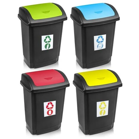 BRICOLINE Poubelle Plast Team Swing 25L Noire Avec Couvercle Jaune – Image 2