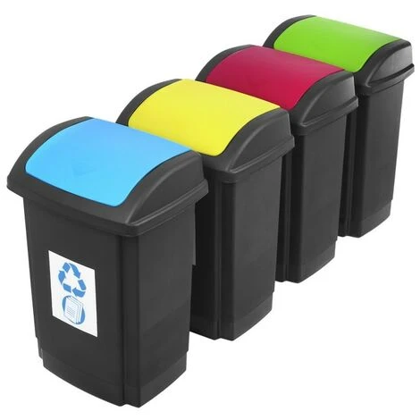 BRICOLINE Poubelle Plast Team Swing 25L Noire Avec Couvercle Jaune – Image 3