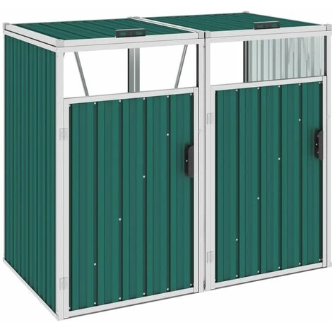 Hommoo Abri De Poubelle Double Vert 143x81x121 Cm Acier