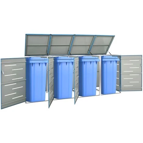 TRUE DEAL Abri Pour Quatre Poubelles 276,5x77,5x115,5 Cm Inox