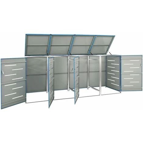 TRUE DEAL Abri Pour Quatre Poubelles 276,5x77,5x115,5 Cm Inox – Image 3