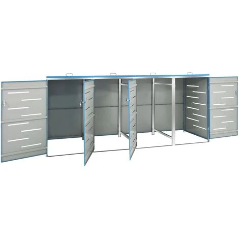 TRUE DEAL Abri Pour Quatre Poubelles 276,5x77,5x115,5 Cm Inox – Image 4