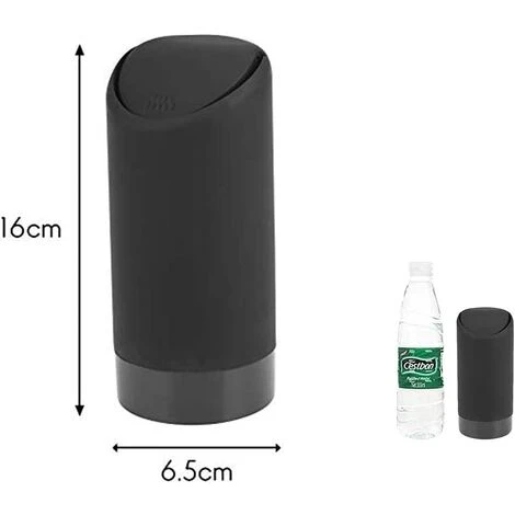 Betterlife Poubelle Avec Couvercle Pour Porte-gobelet De Voiture, Portable Et Lavable, En Silicone Pour La Cuisine Et Le Bureau, Pour La Poussière, Les Déchets, Les Reçus, Les Emballages De Gomme (noir) – Image 2